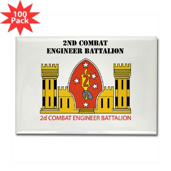 2CEB - M01 - 01 - 2nd Combat Engineer Battalion with Text - Rectangle Magnet (100 pack)
